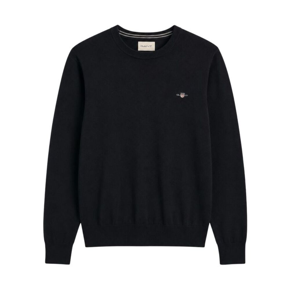 Gant Mens Cotton Crew Neck Sweater / Black